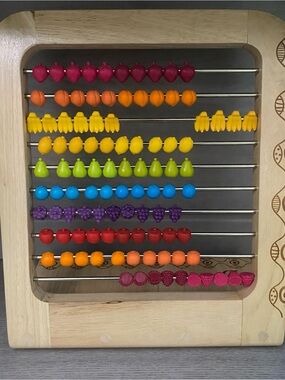 B Toys Wooden Kids Abacus Toy with Multicolor Fruit Counting Beads